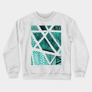 Geometric doodles - turquoise and black Crewneck Sweatshirt